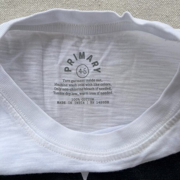 Primary Long-Sleeve Tee in Ivory & Black Heart, Size 4-5, PLAY - Picture 7 of 7